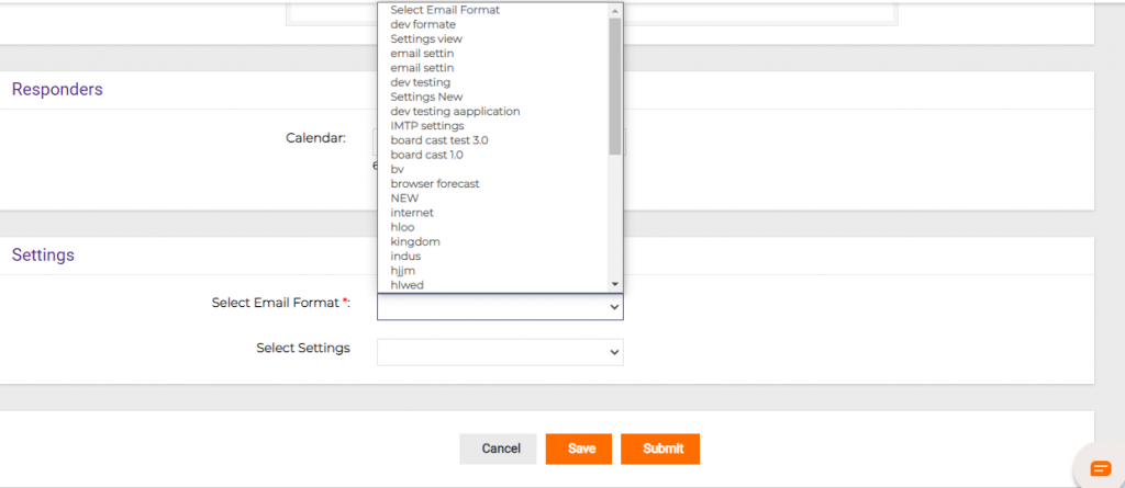 select the required Email Format and select the required Settings from their respective dropdowns