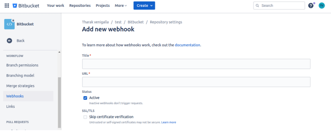 Now go to the webhooks page