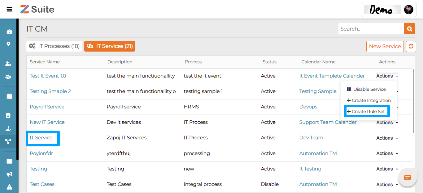 create ruleset