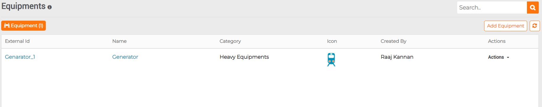list of equipments