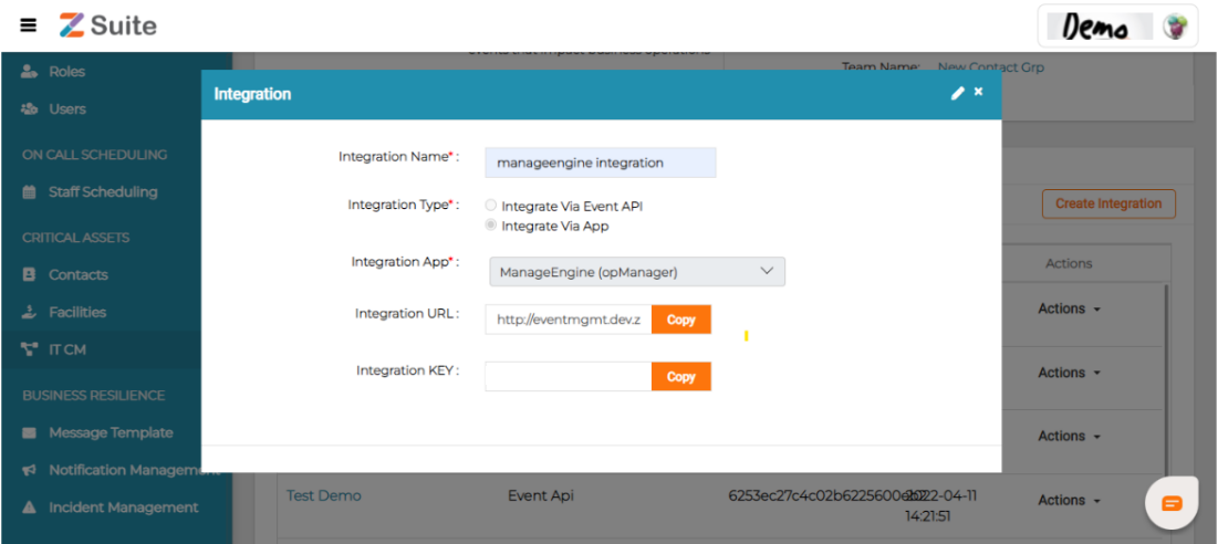 Save the integration then the webhook url automatically generated.