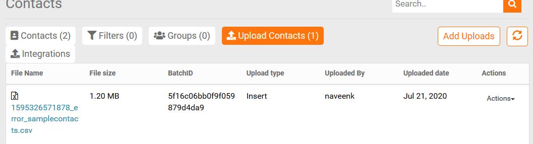 upload contacts